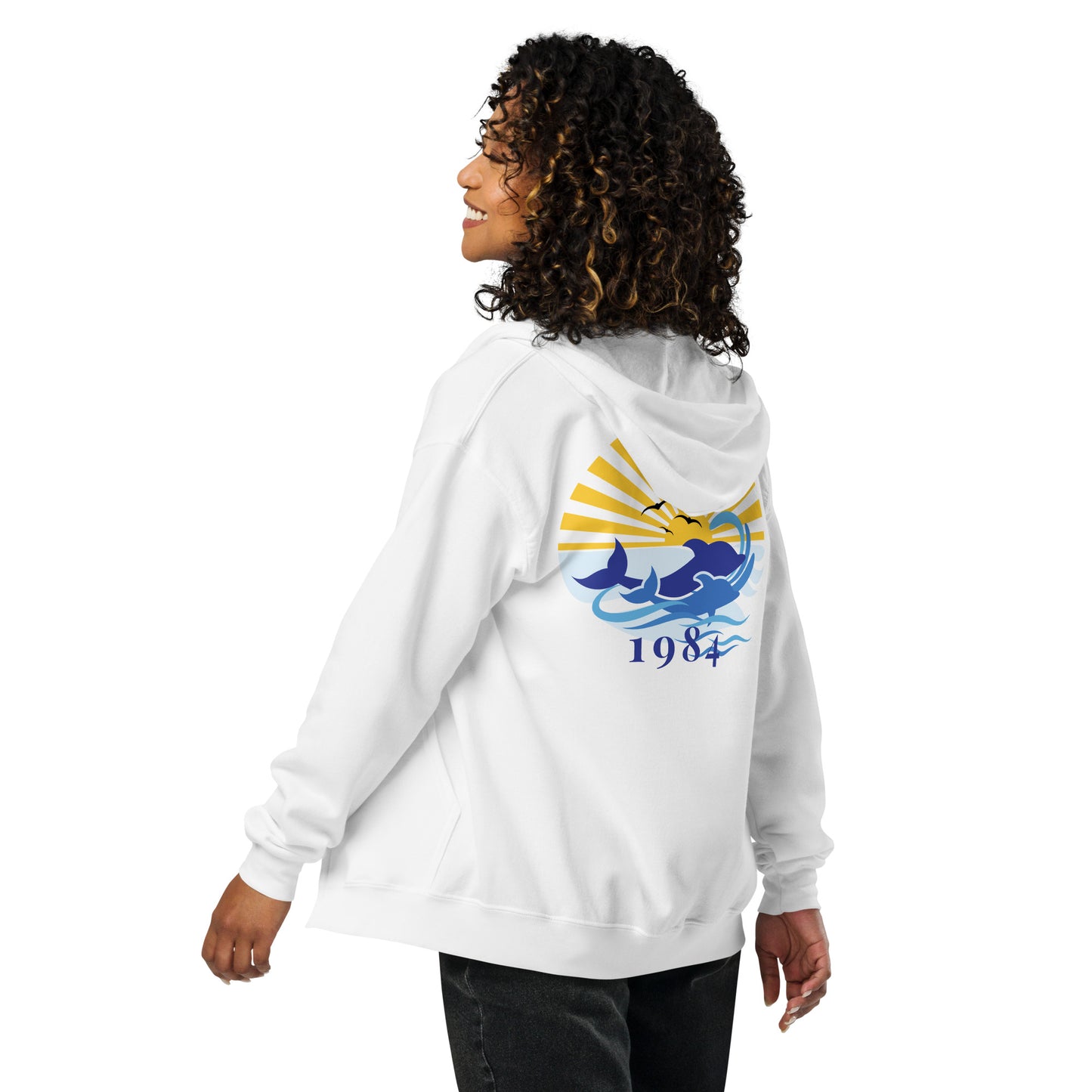 Unisex heavy blend zip hoodie 1984 Dolphin